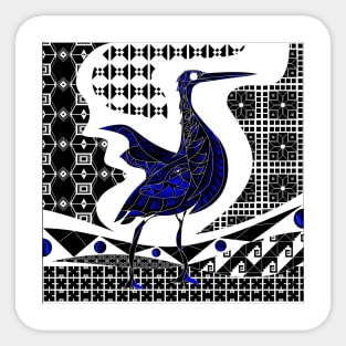 the seagull egret bird ecopop in talavera pattern art in mexican tribal porcelain Sticker